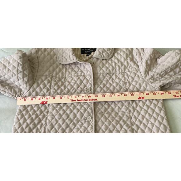 Nordic L:ights Quilted Button-Up Long Sleeve Jacket With Pockets Beige/Cream M - Picture 4 of 8
